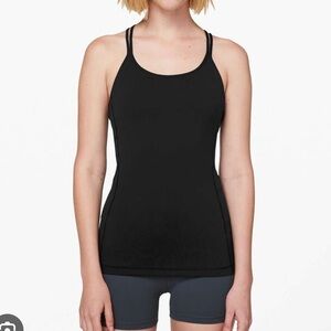 Lululemon Free to Be Tank Top Everlux in Black Fitted Workout Top Built in Bra 2